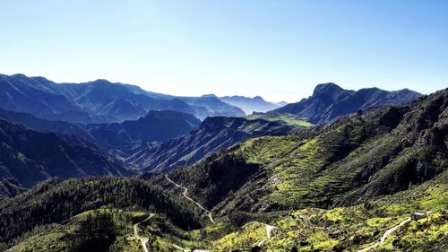 Scenic view of mountains against clear sky