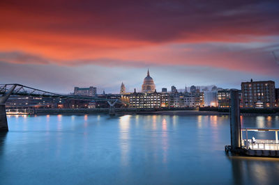 Illuminated buildings at waterfront