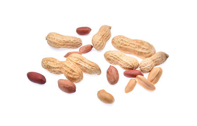 Close-up of groundnut over white background