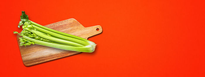 High angle view of vegetables on cutting board