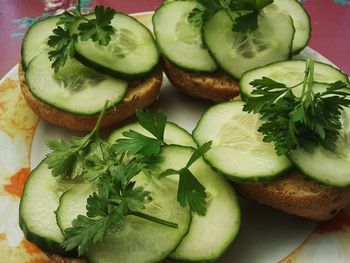 Close-up of green fruits on table