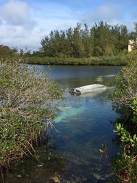 Scenic view of lake against sky