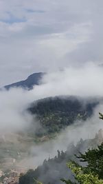 Aerial view of storm clouds over landscape