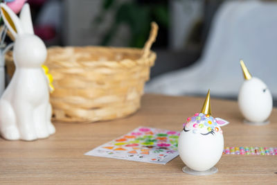 Close-up of christmas decorations on table