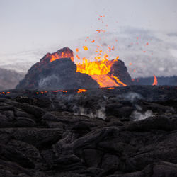 Scenic view of volcanic mountain