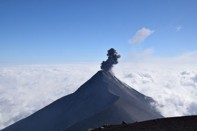 Active fuego volcano visible from acatenango volcano, guatemala