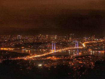 Illuminated cityscape at night