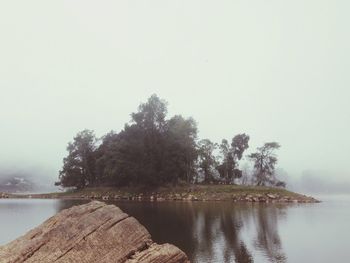 Scenic view of lake against clear sky