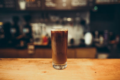 Close-up of coffee served on table