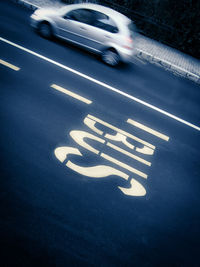 Close-up of text on road