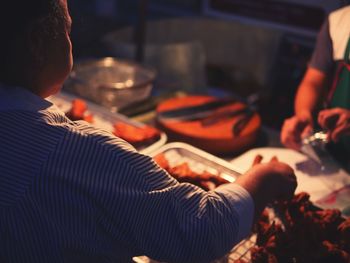 Close-up of hands working