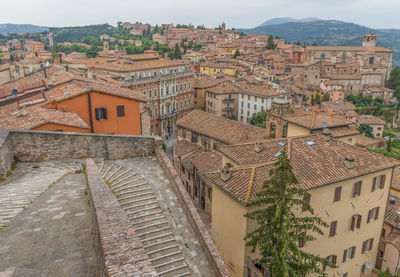 High angle view of townscape against sky