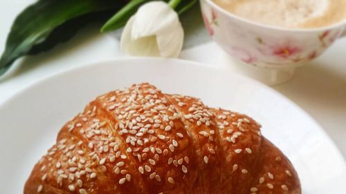 Close-up of meal served on table