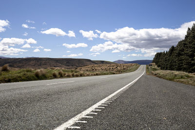 Surface level of empty road against sky