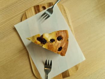 High angle view of breakfast on table