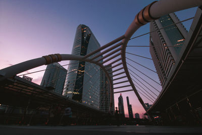 Low angle view of modern buildings against clear sky