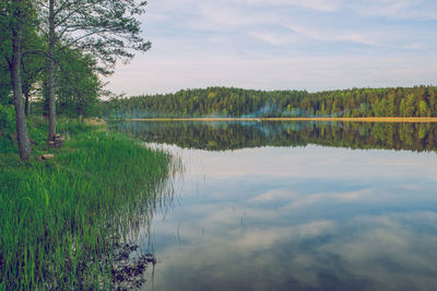 Scenic view of lake against sky