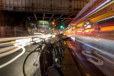 Light trails on highway at night