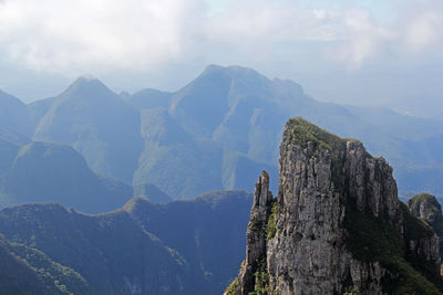 Panoramic view of rocky mountains against sky