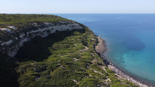 Scenic view of sea against clear sky