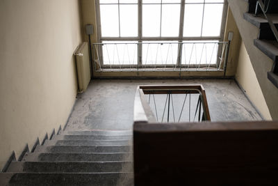 High angle view of staircase in building