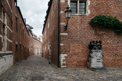 Cobbled footpath brick buildings