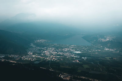 High angle view of townscape against sky