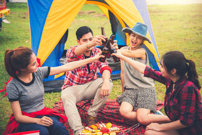 Group of people enjoying food