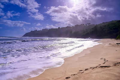 Scenic view of beach against sky