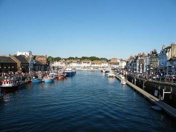 View of boats in harbor