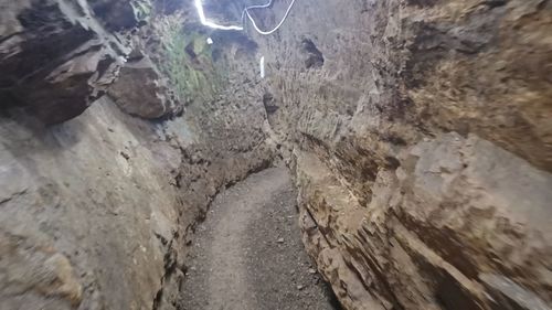 High angle view of wet rocks