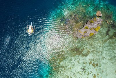 High angle view of swimming pool in sea