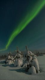 View of snow covered landscape at night