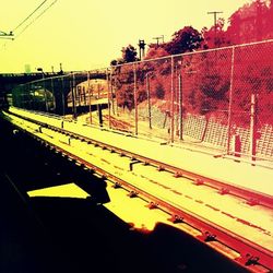 Railroad tracks at sunset