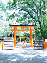 Gazebo in temple against sky