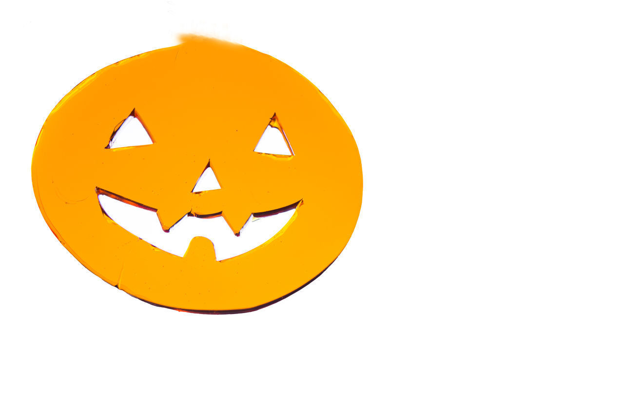 CLOSE-UP OF PUMPKIN ON WHITE BACKGROUND