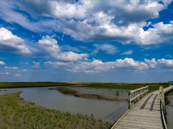 Scenic view of lake against sky