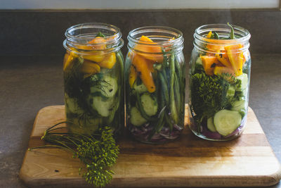 Glass of jar on table