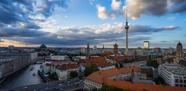 High angle view of city