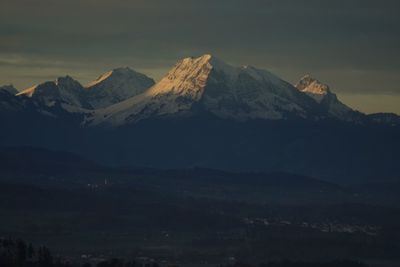 Scenic view of mountains against sky