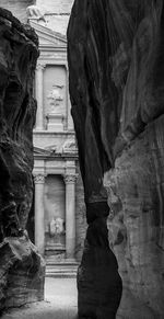 Low angle view of rock formations