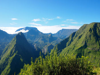 Scenic view of mountains against sky