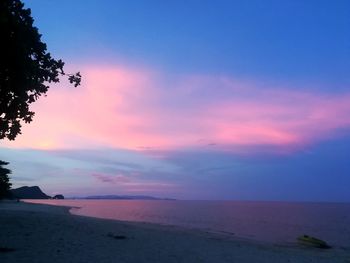 Scenic view of sea against sky at sunset