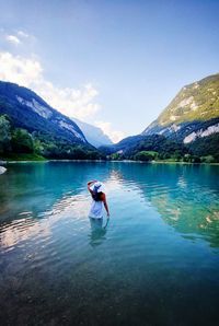 Scenic view of lake against sky