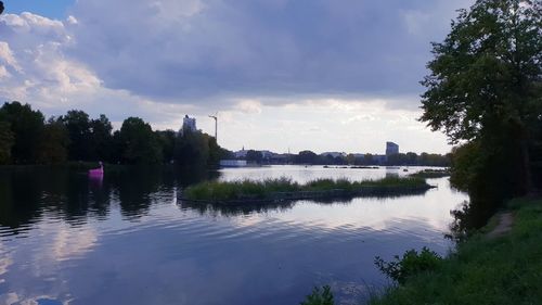 Scenic view of lake against sky