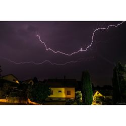 Scenic view of house against sky at night