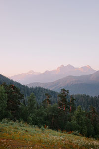 Scenic view of mountains against clear sky