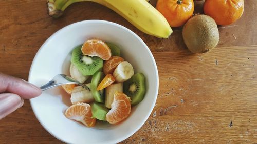 High angle view of fruits in plate