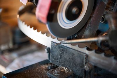 Close-up of machine part in factory