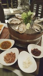 High angle view of food on table